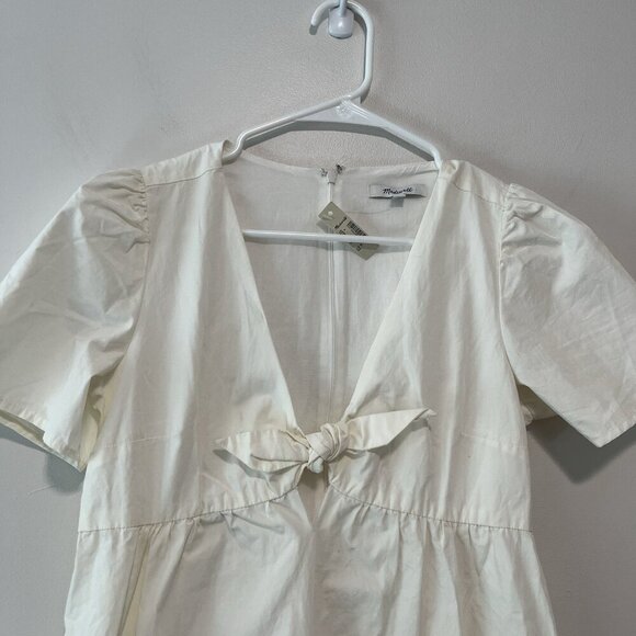 Madewell NWT Tie-Front Mini Dress in White Size 0 - Picture 4 of 10